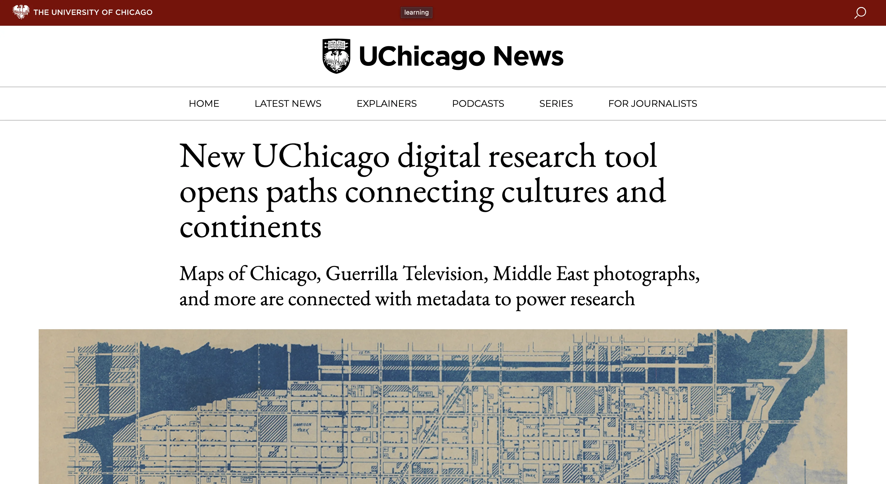 UChicago News article: New UChicago digital research tool opens paths connecting cultures and continents